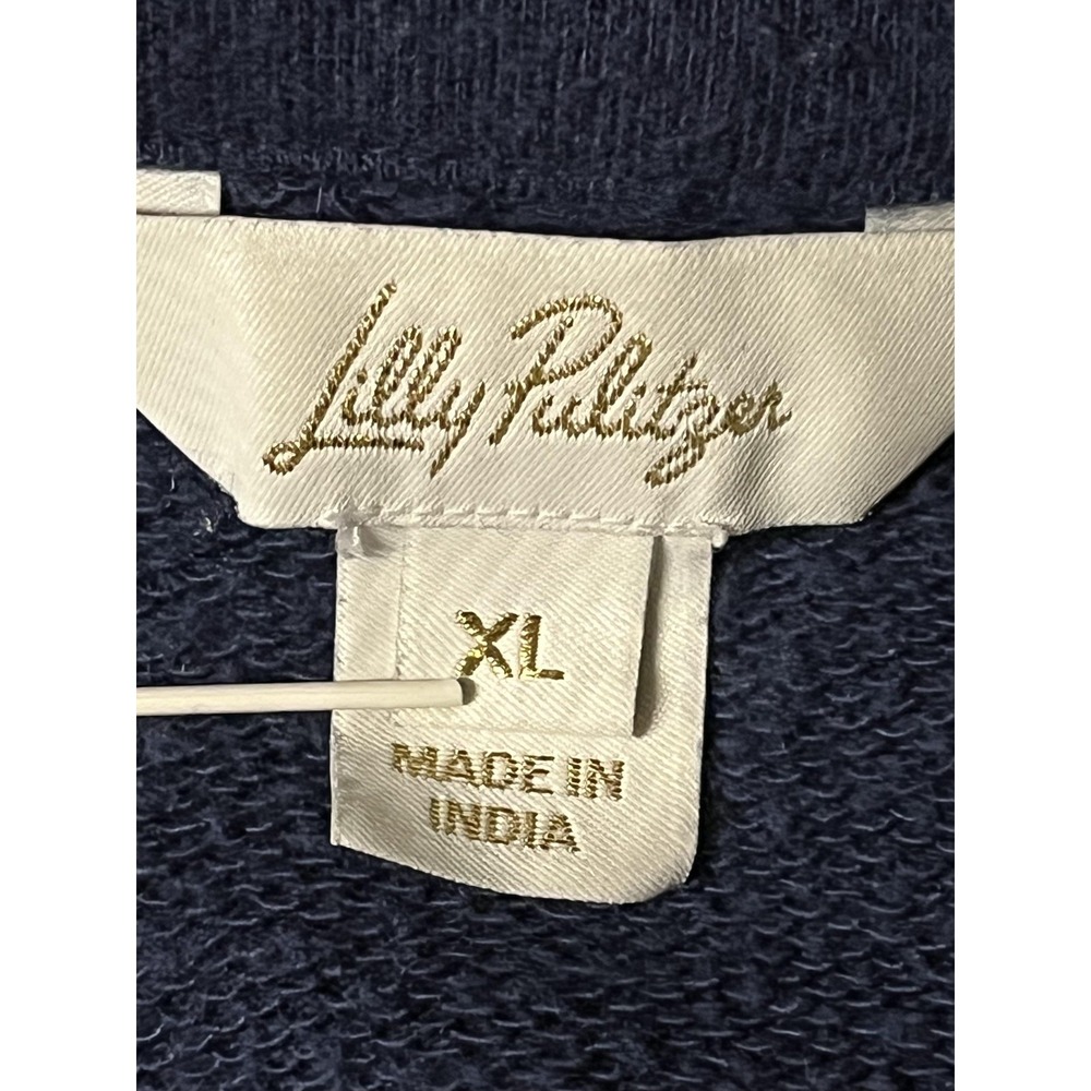 Lilly Pulitzer Sweater Womens XL Blue Stripe Collared V Neck Pullover Knit Top - Picture 5 of 9